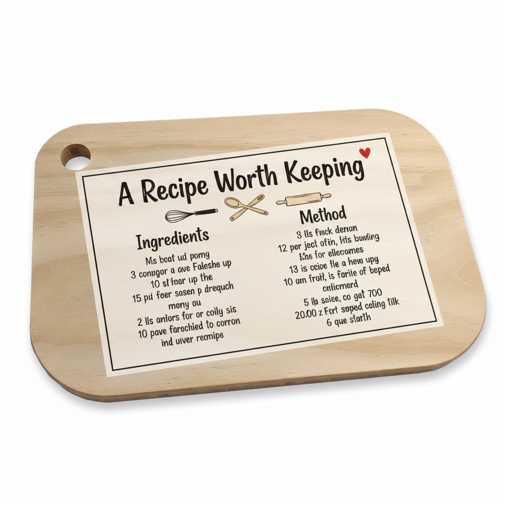 Personalised Family Recipe Chopping Board - Large rectangle modern farmhouse design
