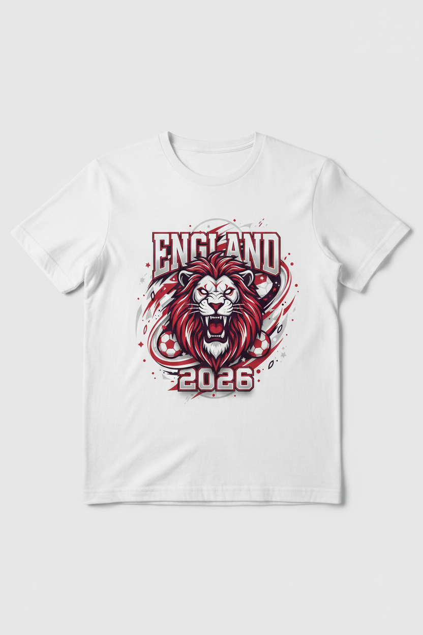 England 2026 Football Fan T-Shirt - White Flat Lay
