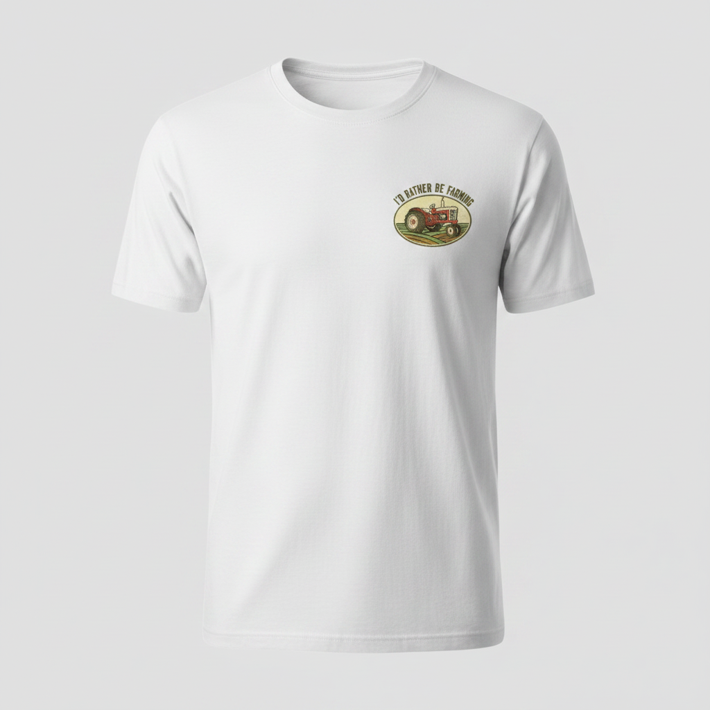 I'd Rather Be Farming T-Shirt - White ghost mannequin