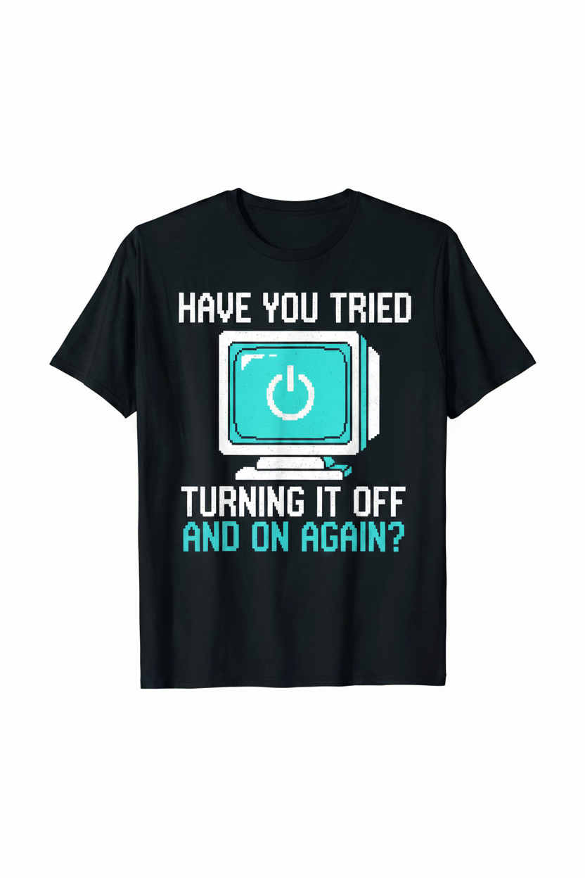 IT Support T-Shirt black ghost mannequin product shot