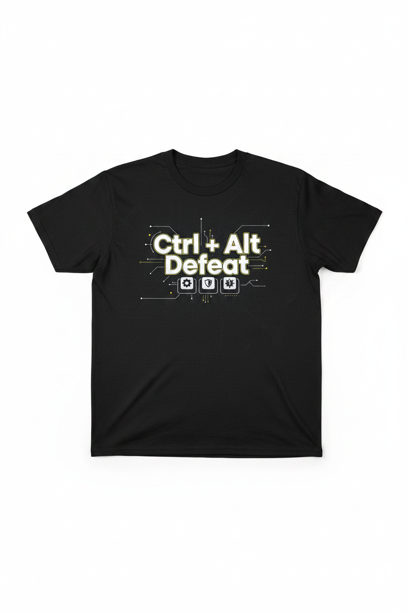 Ctrl Alt Defeat IT T-Shirt black flat lay