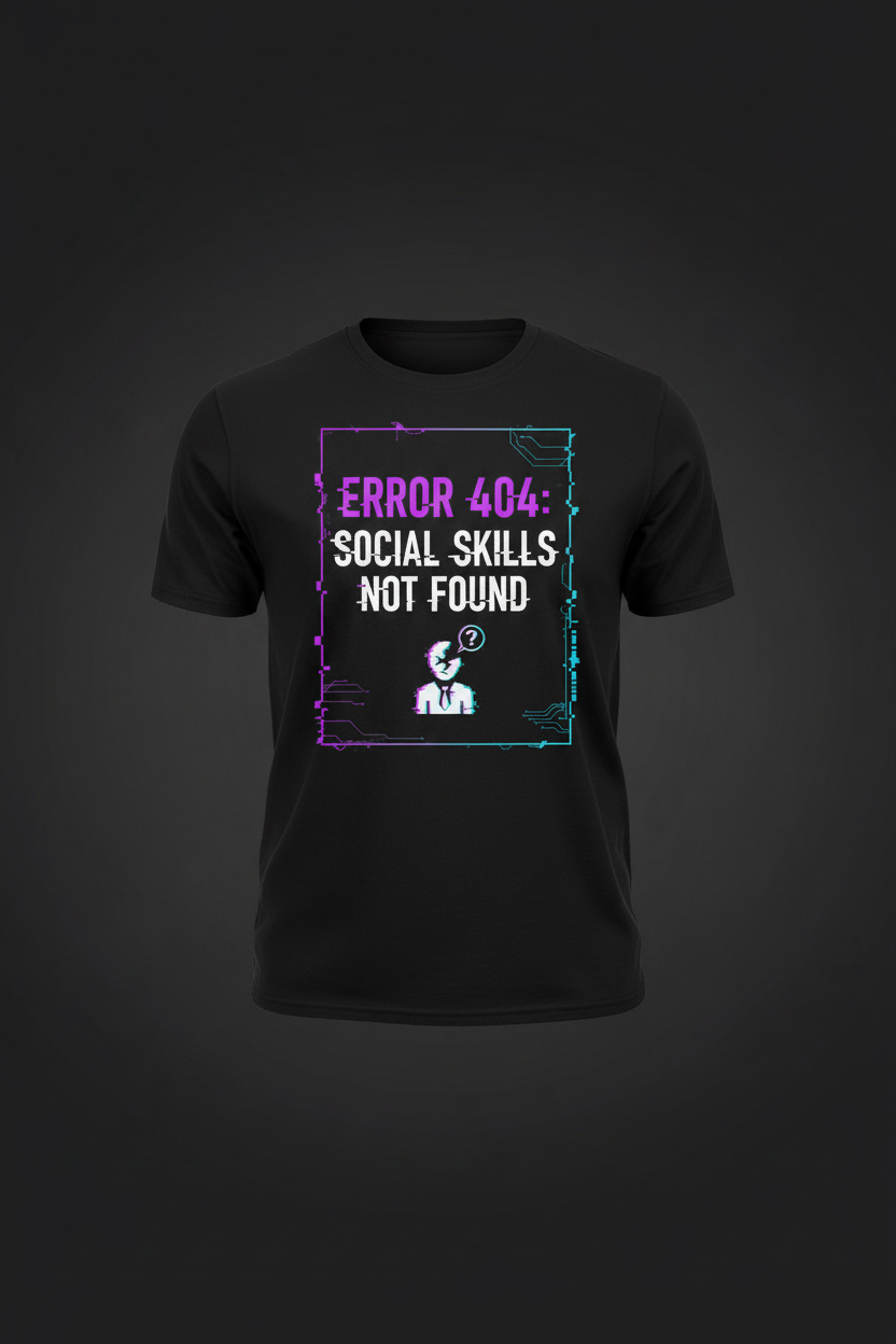 Error 404 Social Skills Not Found IT T-Shirt black ghost mannequin