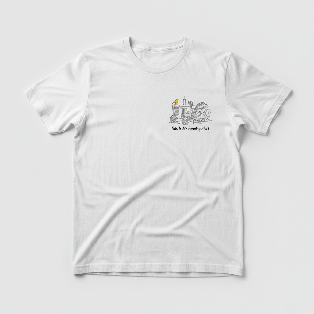 This Is My Farming Shirt T-Shirt - White flat lay left chest mockup