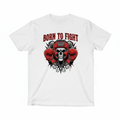 Born to Fight boxing t-shirt in white, flat lay product photo