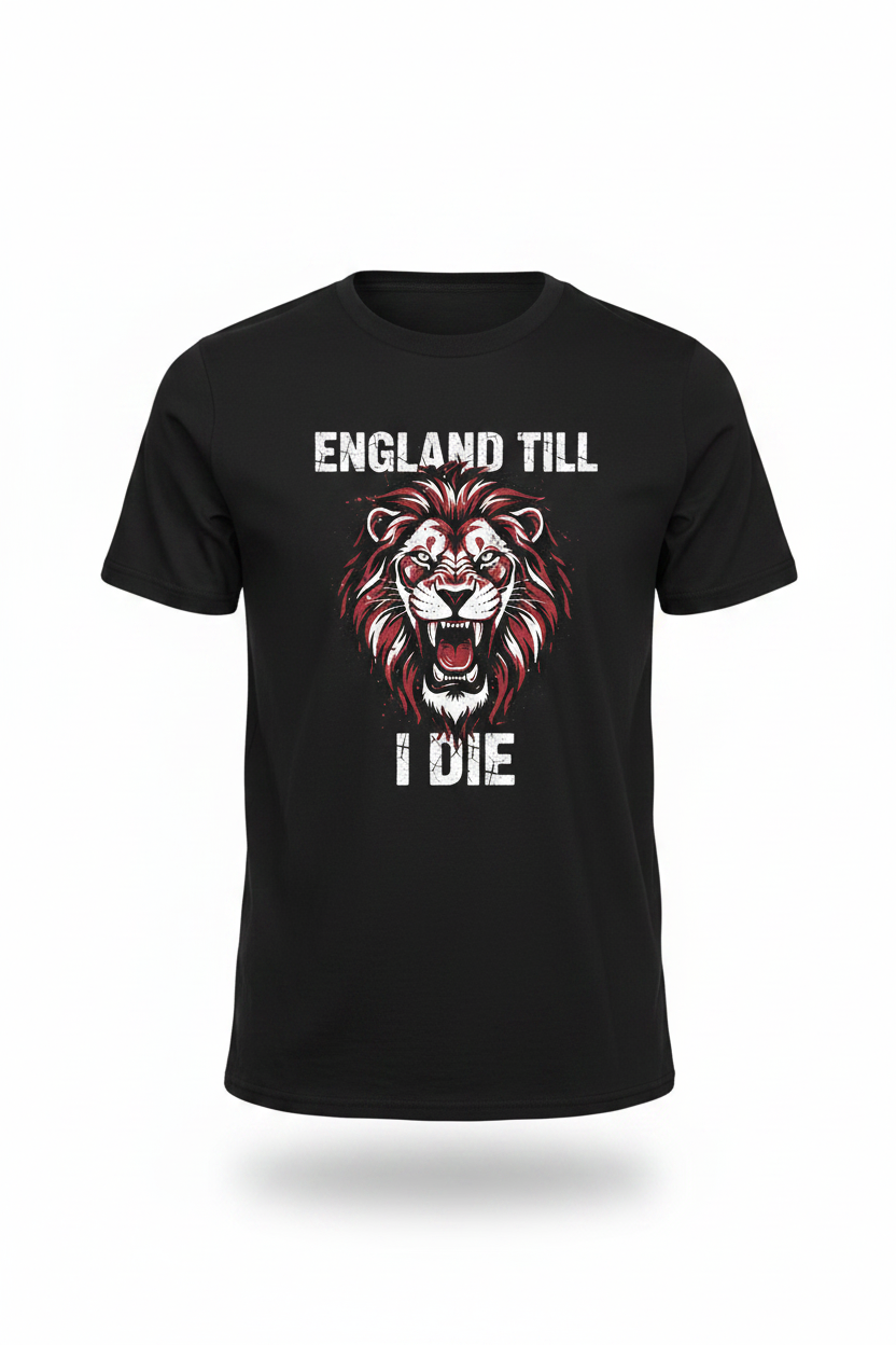 England Till I Die Grunge Lion T-Shirt - Ghost Mannequin