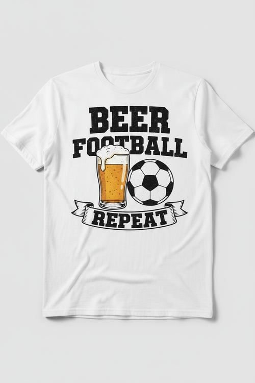 Beer Football Repeat T-Shirt - White