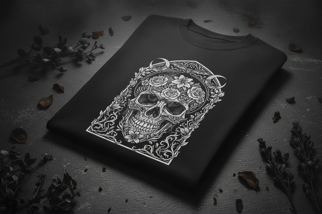 Floral Skull Tee - Folded Flat Lay