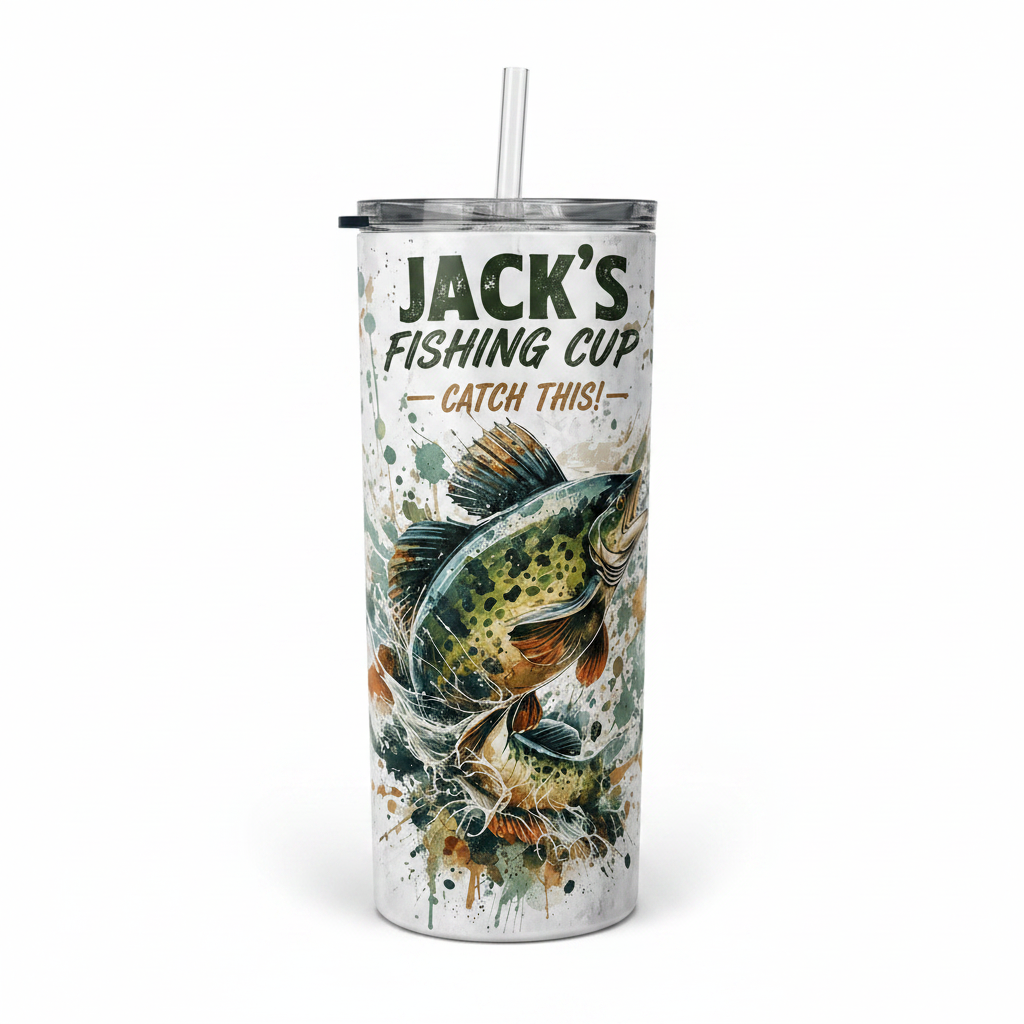 Personalised Fishing Tumbler – Name Gift for Dad or Grandad | 20oz