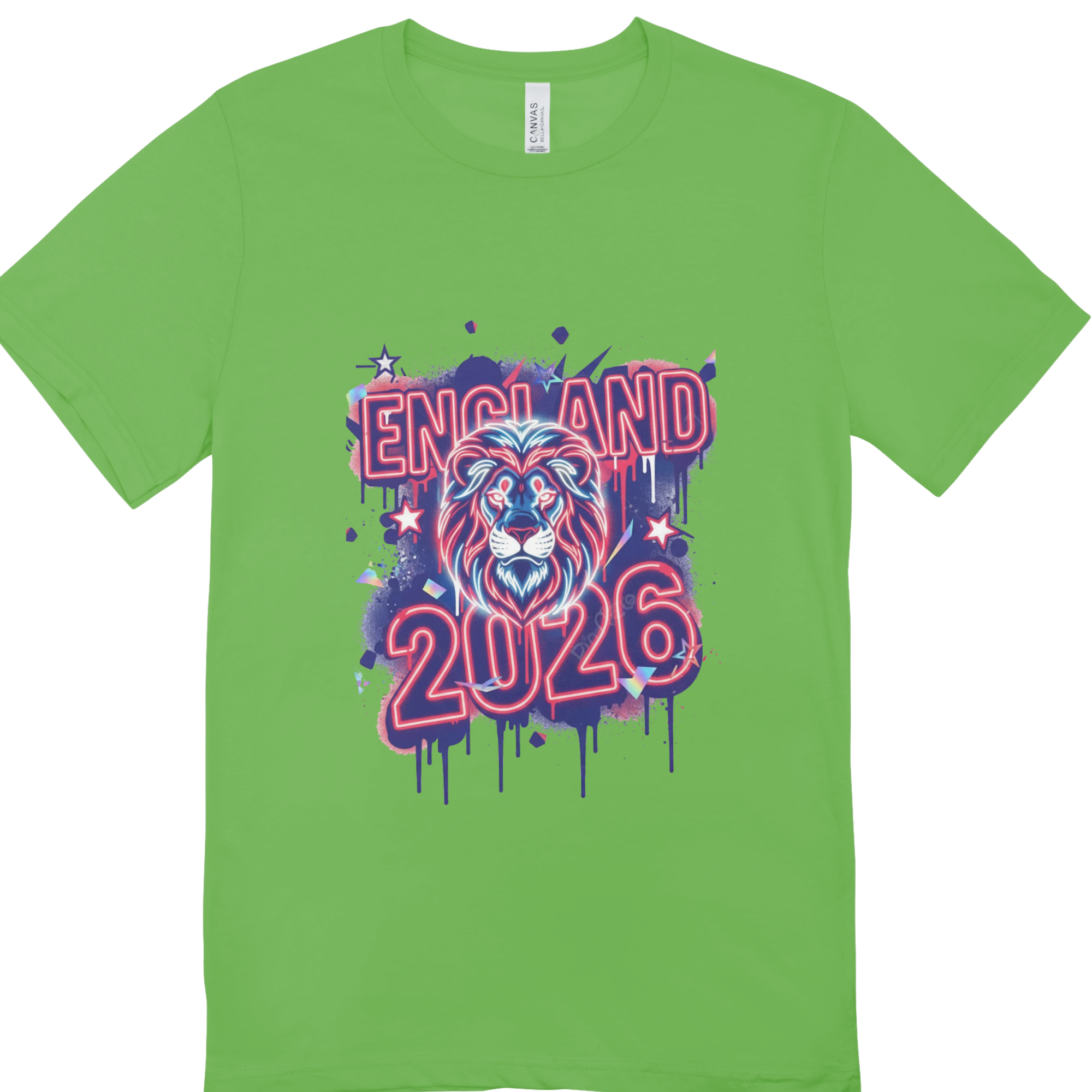 England 2026 Neon Lion T-Shirt | World Cup Fan Tee | Streetwear Graphic Shirt