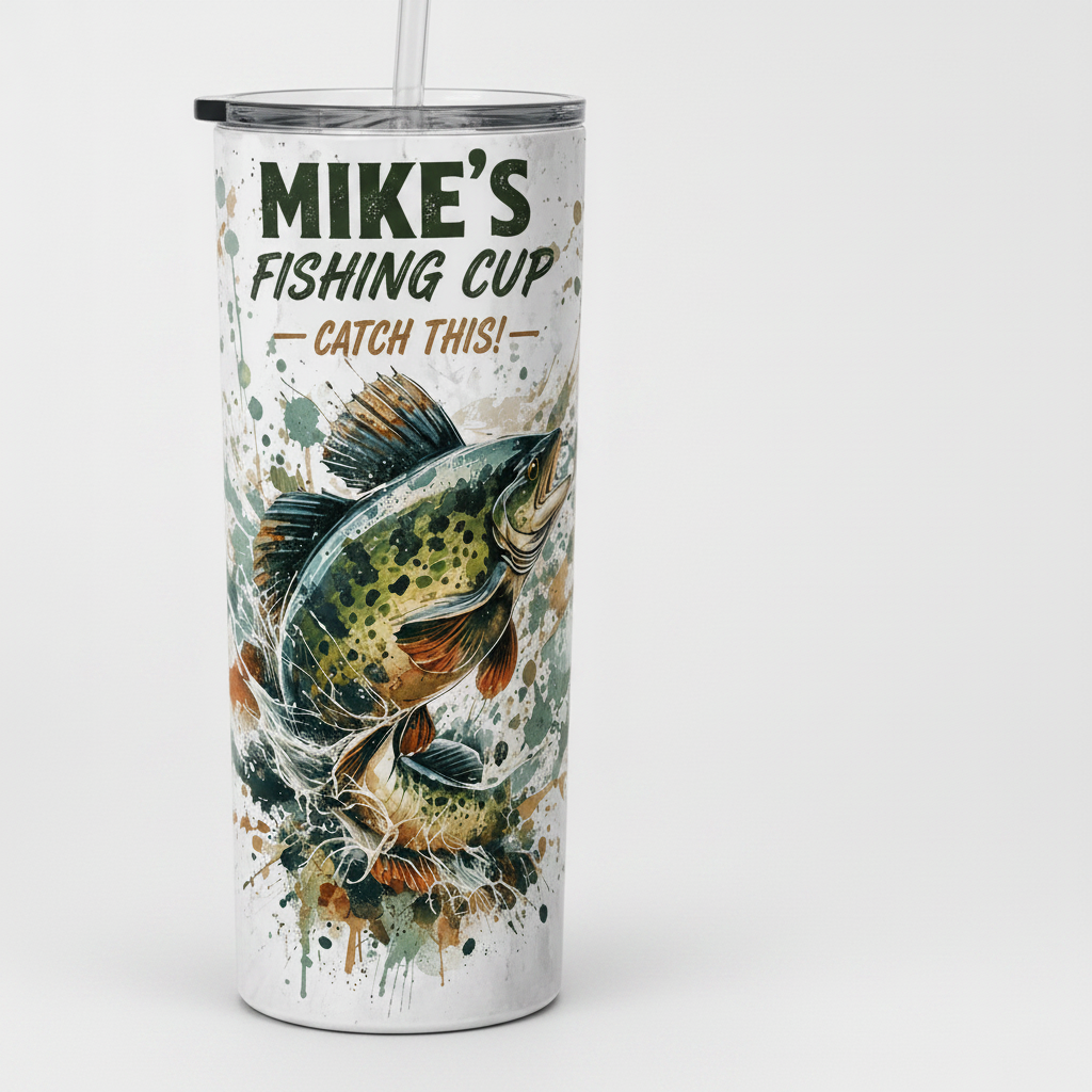 Personalised Fishing Tumbler – Name Gift for Dad or Grandad | 20oz