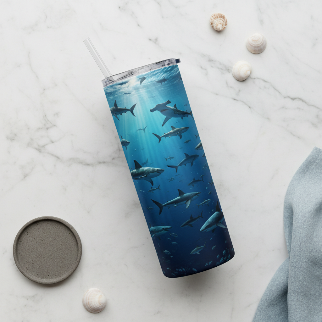 Shark Ocean Vortex 20oz Skinny Tumbler with Straw