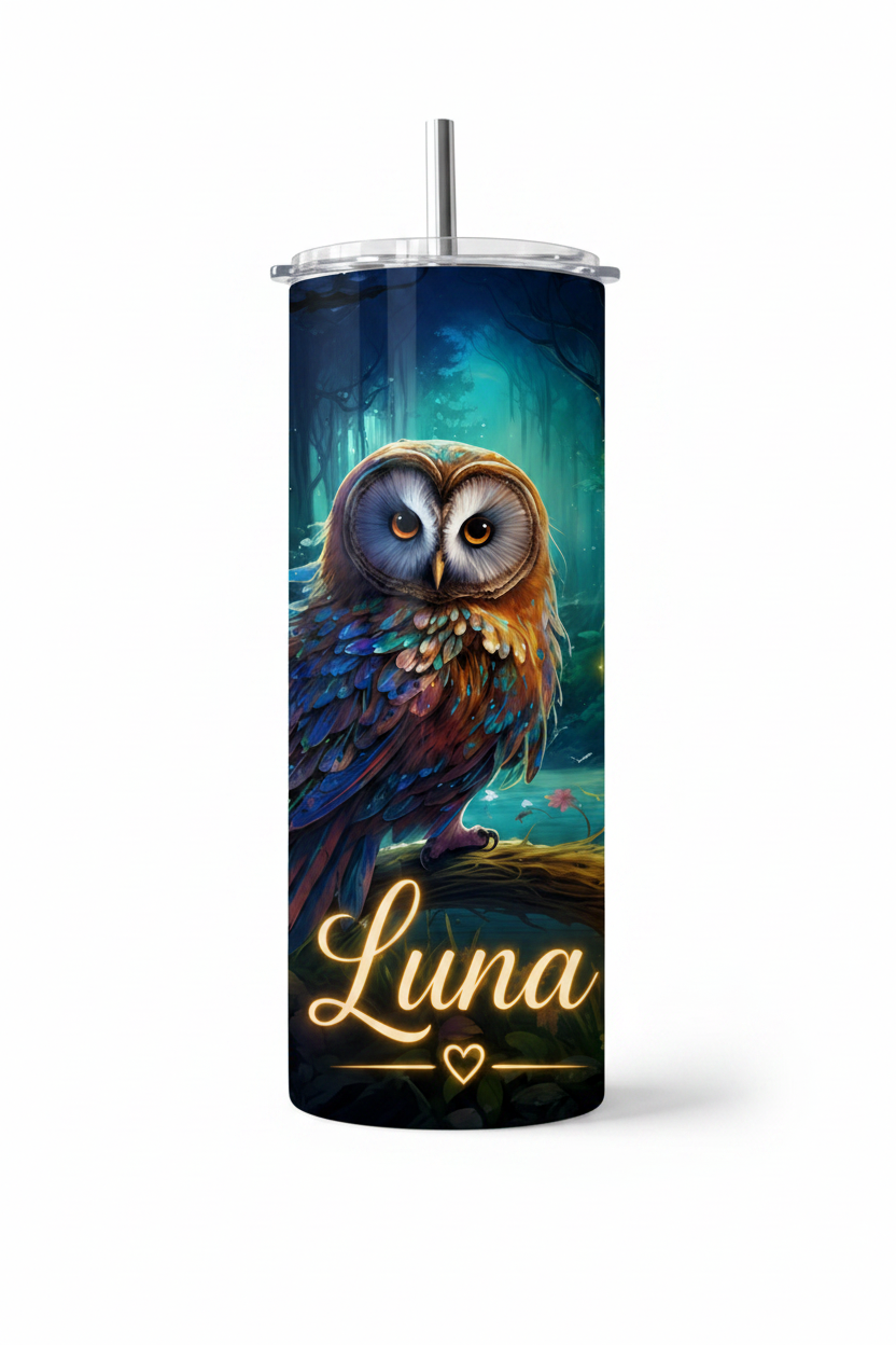 Personalised Enchanted Owl Tumbler – Add Your Name | 20oz