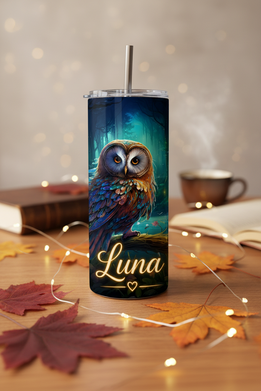 Personalised Enchanted Owl Tumbler – Add Your Name | 20oz