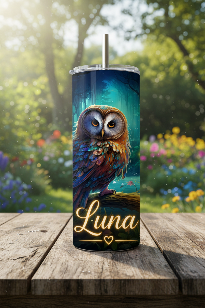 Personalised Enchanted Owl Tumbler – Add Your Name | 20oz
