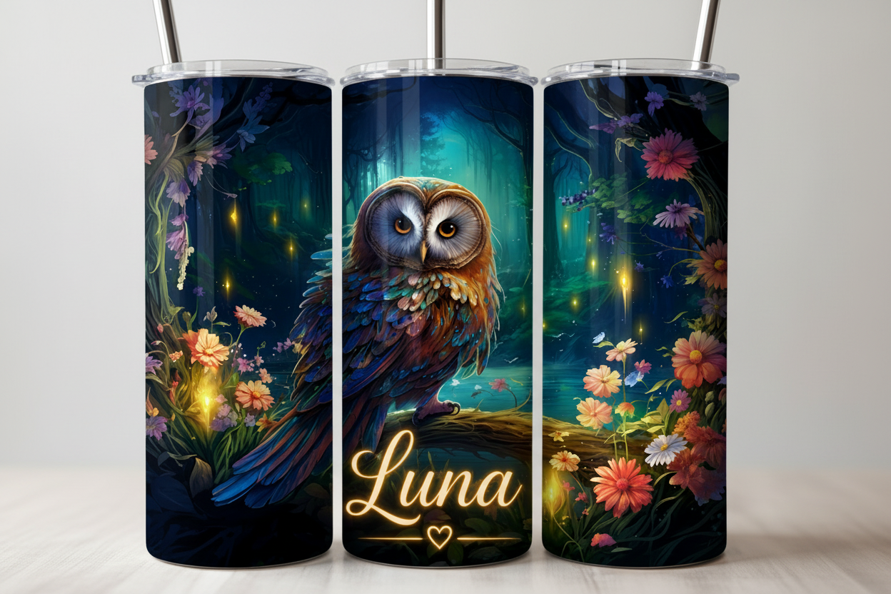 Personalised Enchanted Owl Tumbler – Add Your Name | 20oz
