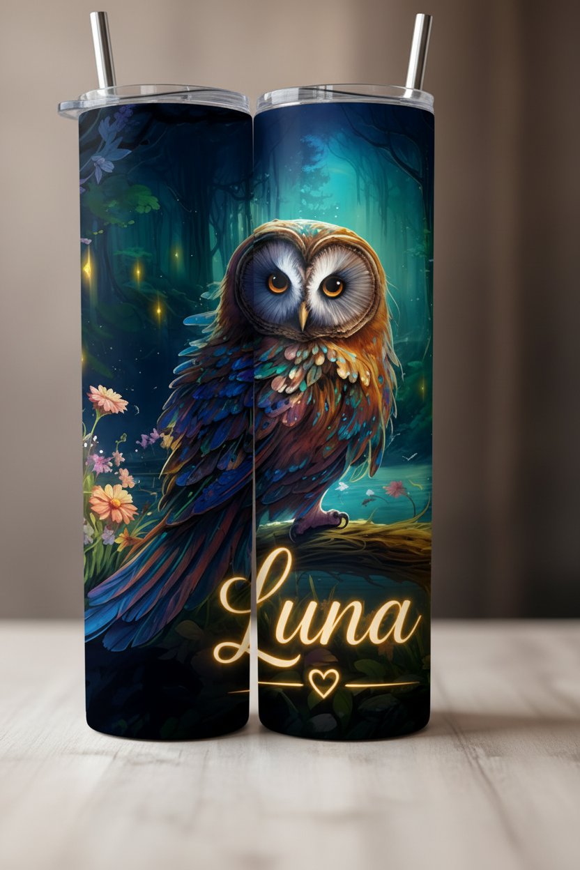 Personalised Enchanted Owl Tumbler – Add Your Name | 20oz