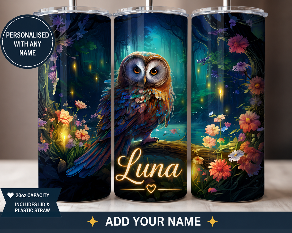 Personalised Enchanted Owl Tumbler – Add Your Name | 20oz