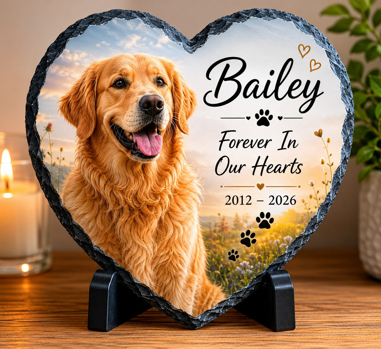 Personalised Pet Memorial Heart Slate