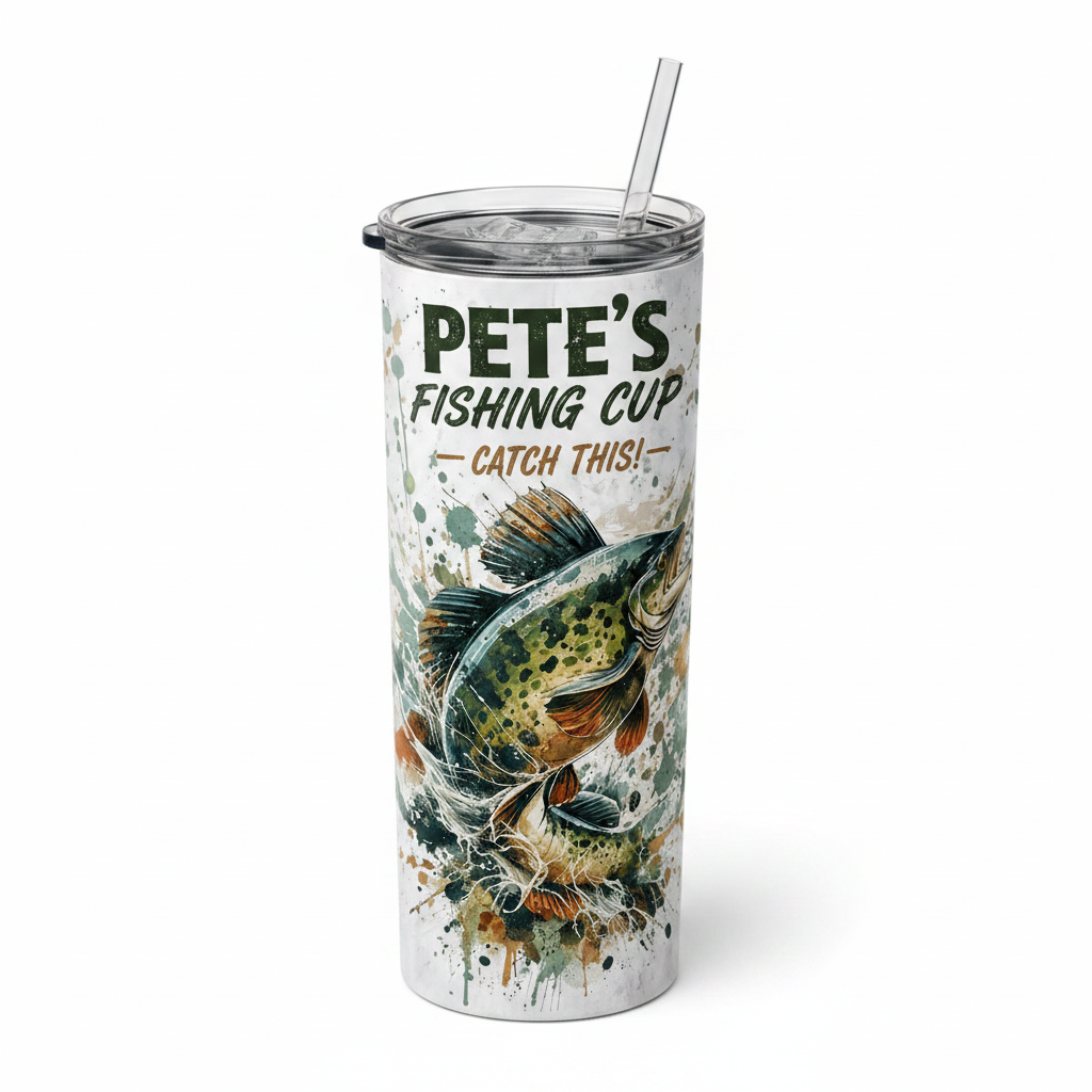 Personalised Fishing Tumbler – Name Gift for Dad or Grandad | 20oz