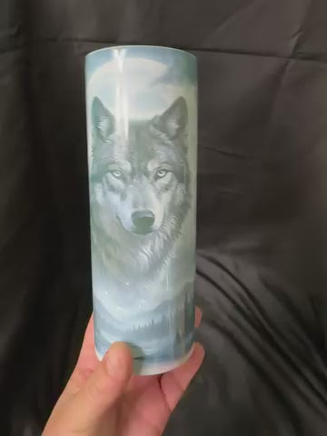 Wolf Moon Skinny Tumbler | Wildlife Gift Cup