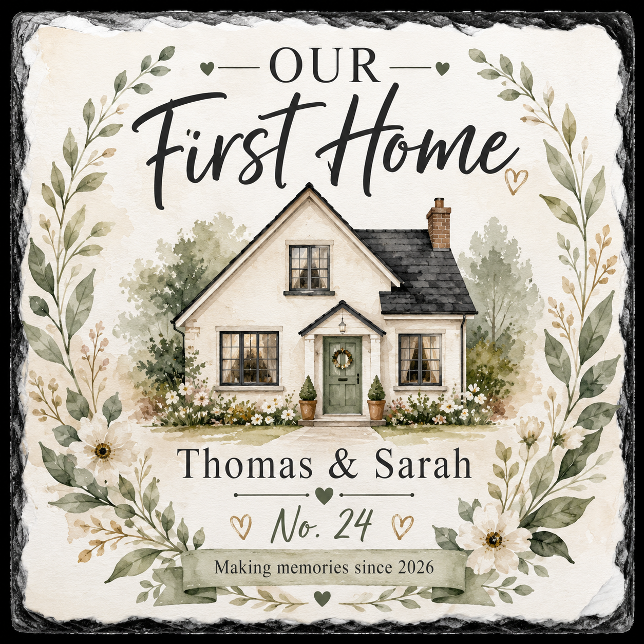 Personalised Our First Home Slate Plaque | New Home Gift