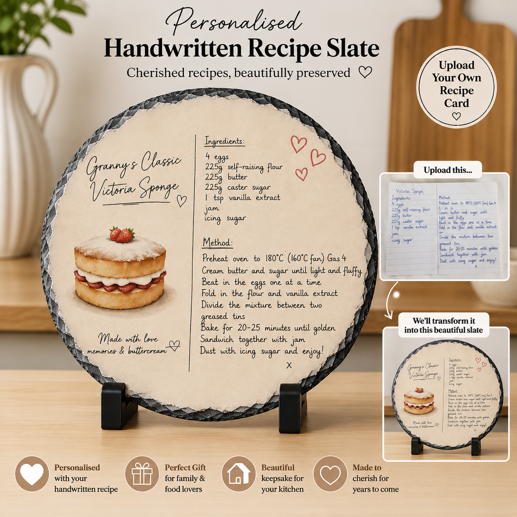 Personalised Handwritten Recipe Slate | Upload Your Own Recipe Card