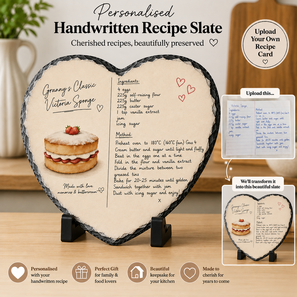 Personalised Handwritten Recipe Slate | Upload Your Own Recipe Card
