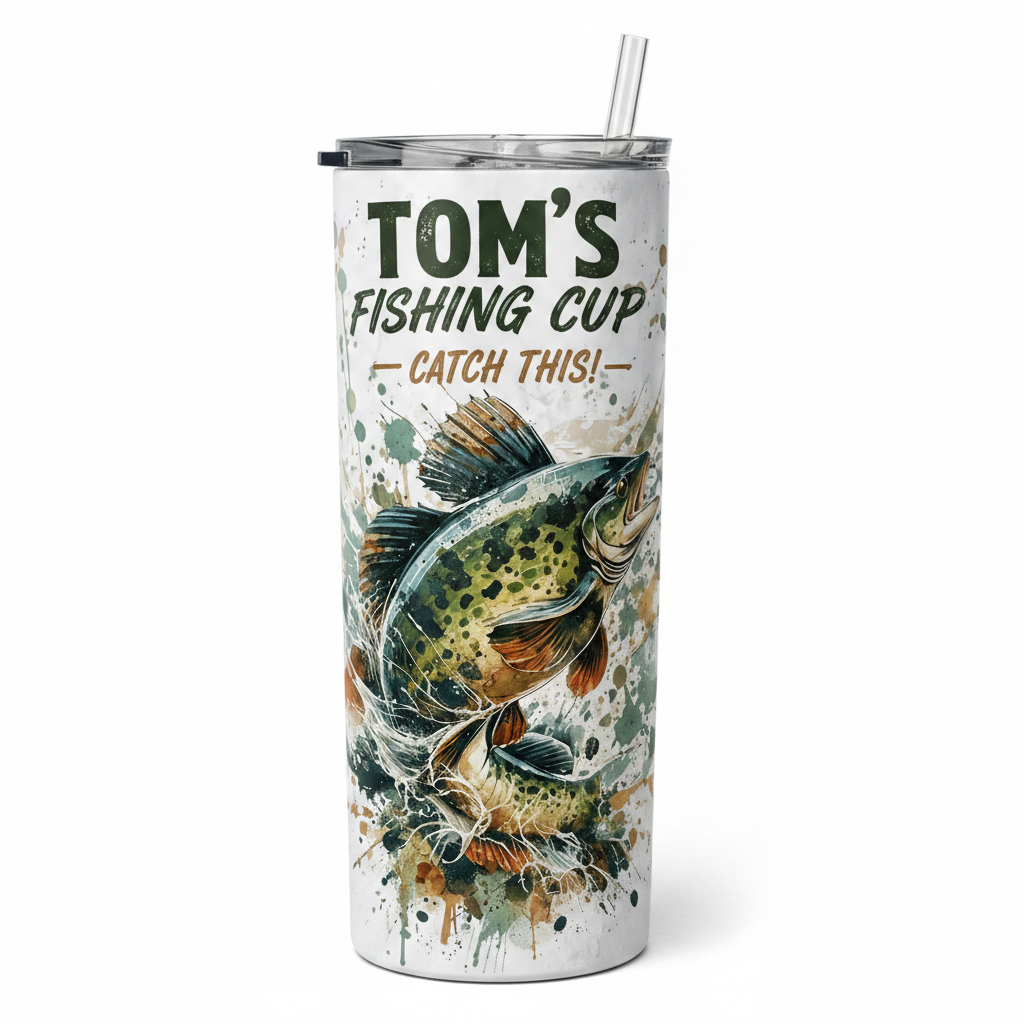 Personalised Fishing Tumbler – Name Gift for Dad or Grandad | 20oz